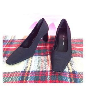 Navy Blue Antonio Melani Fabric Chunky Heel Shoes